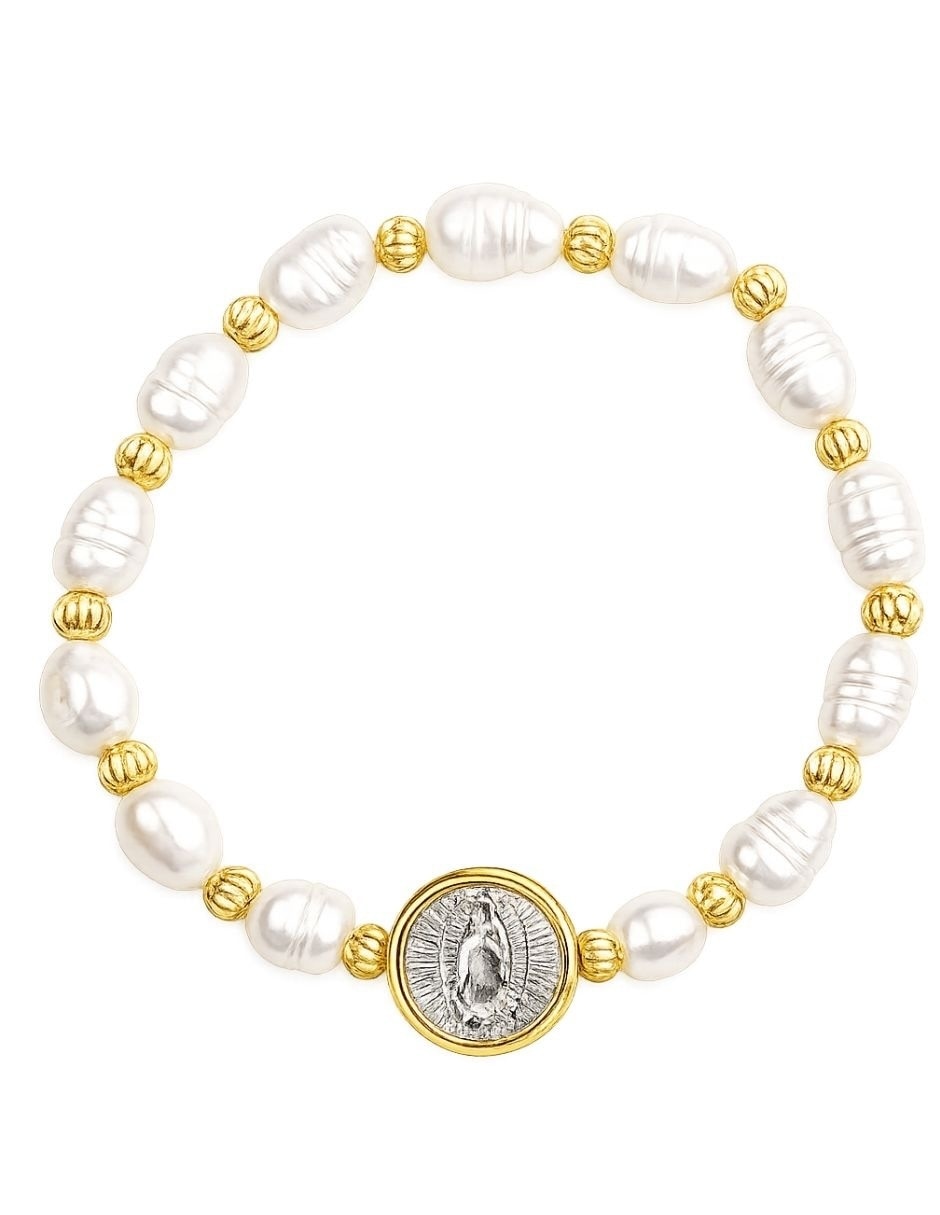 Pulsera Yoiko con perla acabado baño de oro