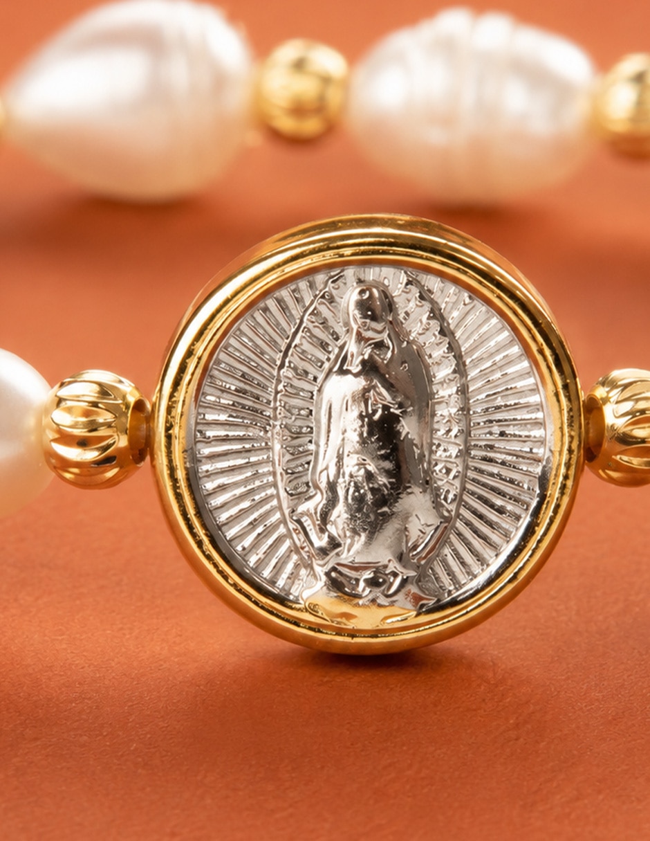 Pulsera Yoiko con perla acabado baño de oro
