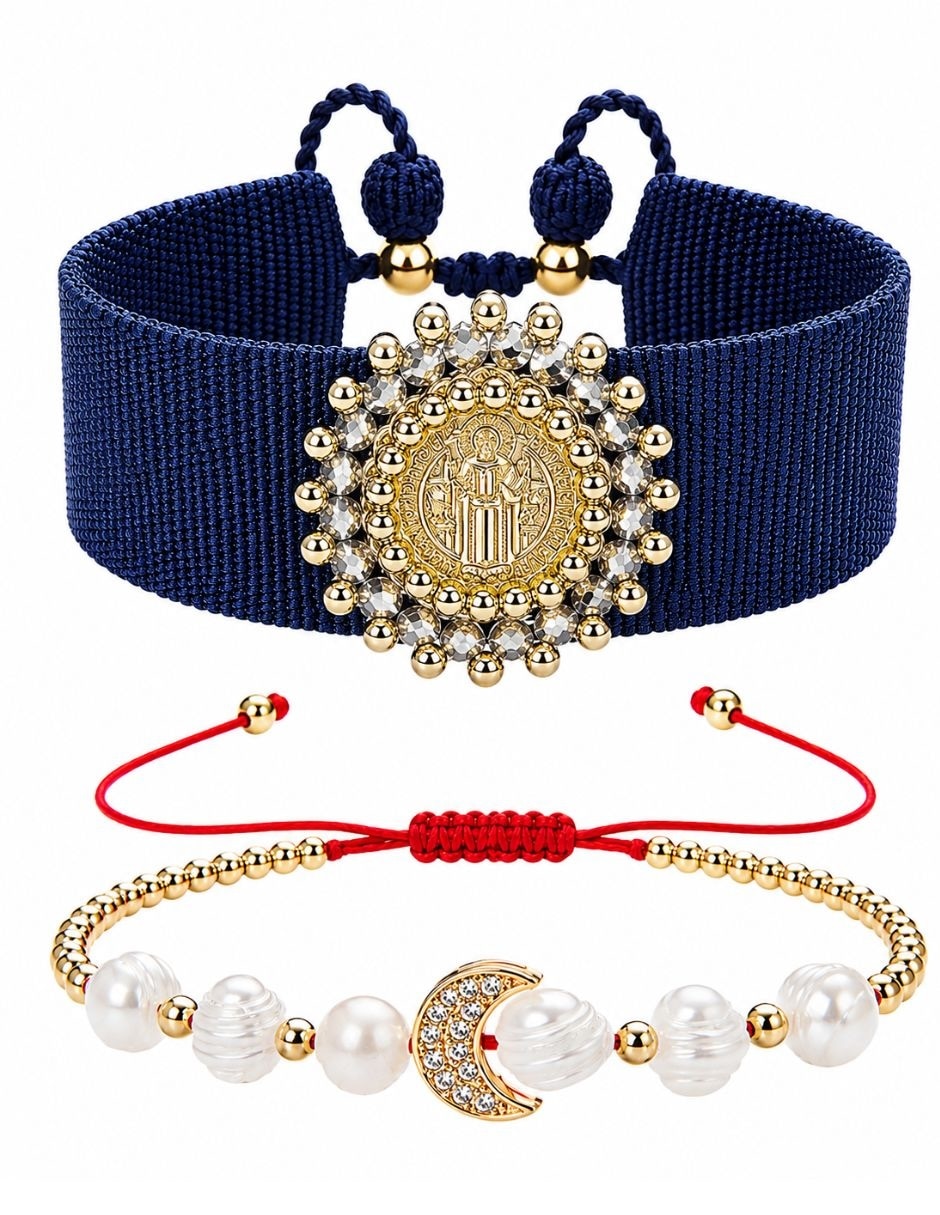 Set brazalete con zirconia San Benito celestial acabado baño de oro Set brazalete con zirconia San Benito celestial acabado baño de oro