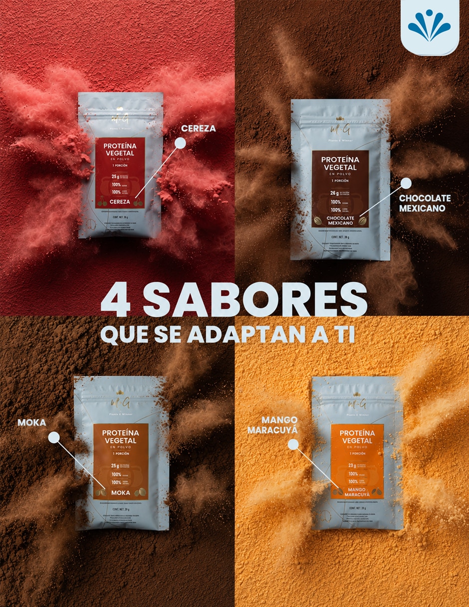 Proteína vegetal sabor cereza Plenius&winner con proteína de chícharo sabor mango maracuya