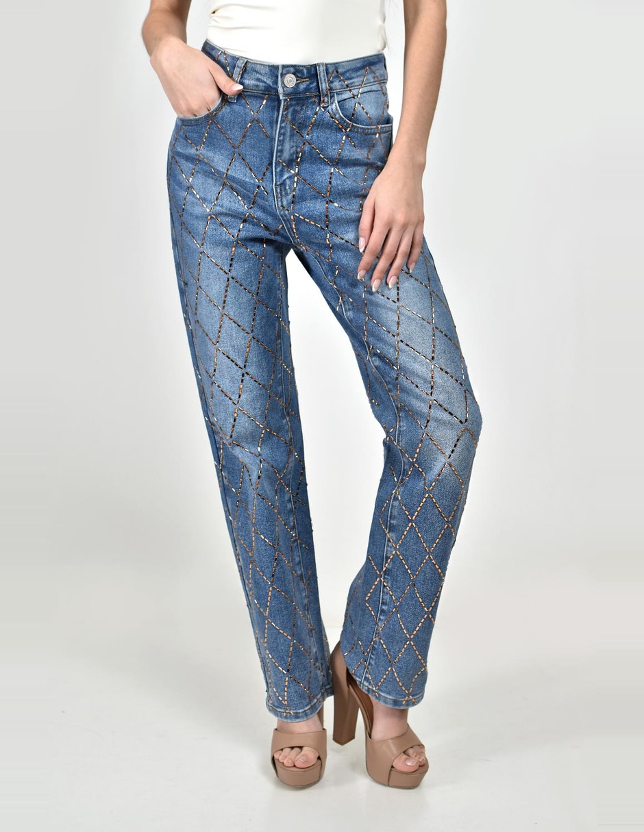 Jeans regular straight cintura alta para mujer
