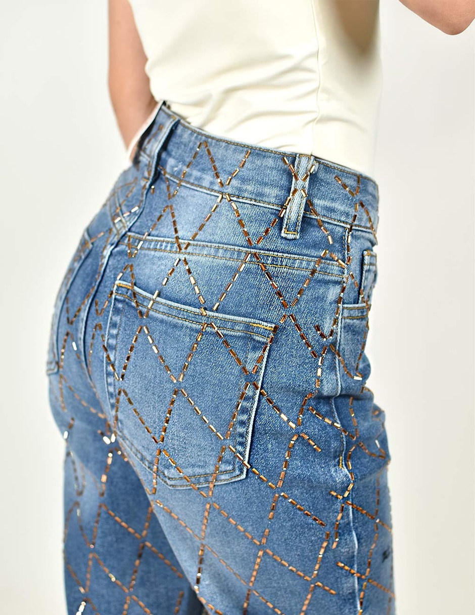 Jeans regular straight cintura alta para mujer 3