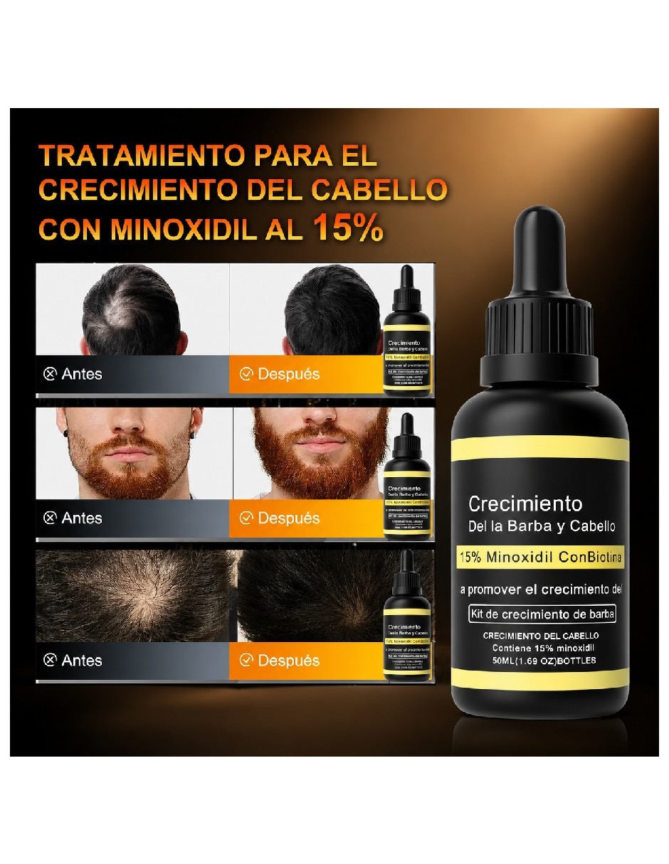 Set capilar minoxidil al 15% con cafeína para todo tipo 3 piezas 4