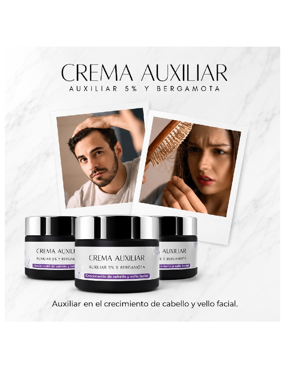 Set capilar Genérica 3 pack crema auxiliar minoxidil 5% y bergamota 60g c/u para todo tipo piel