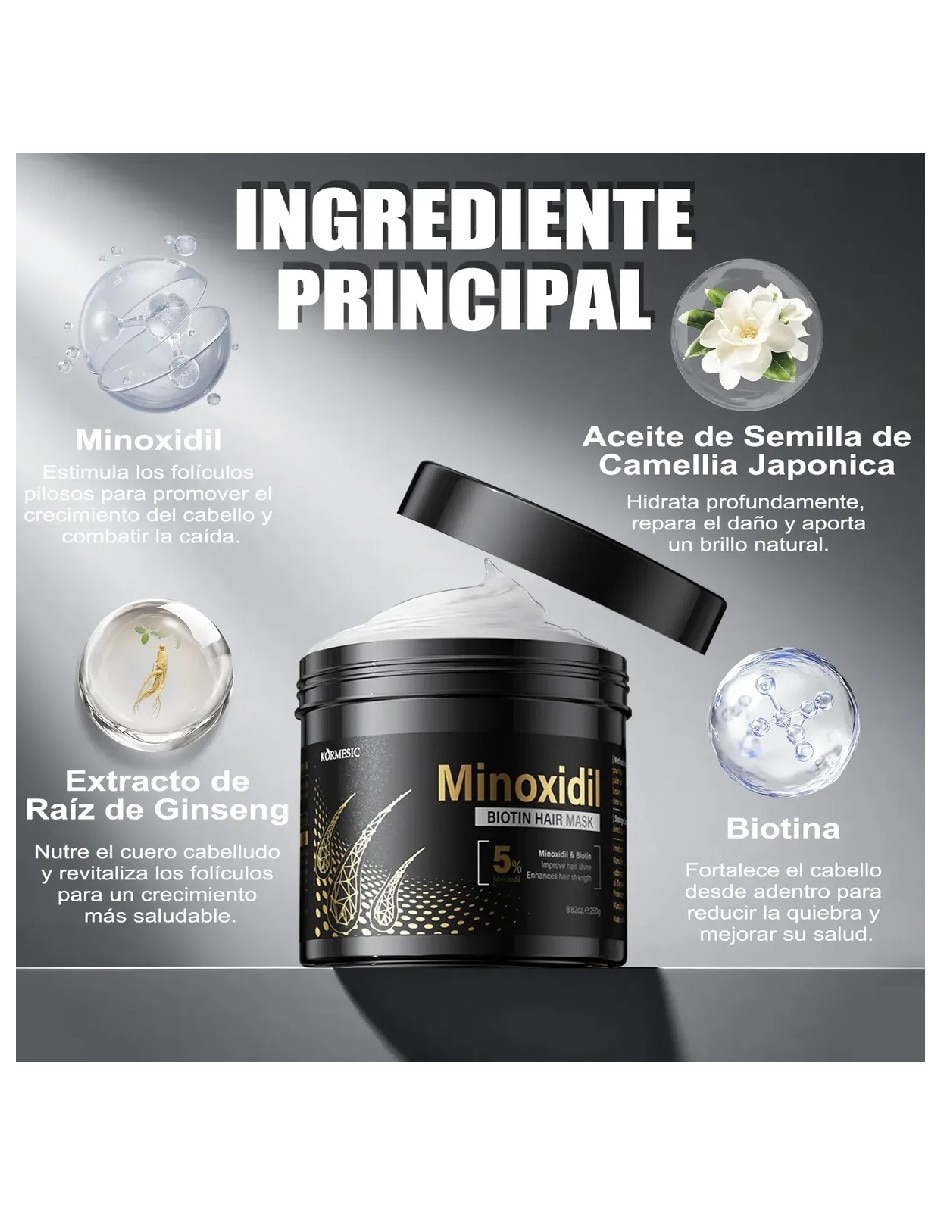 Set capilar mascarilla anti-caida minoxidil biotina para todo tipo 3