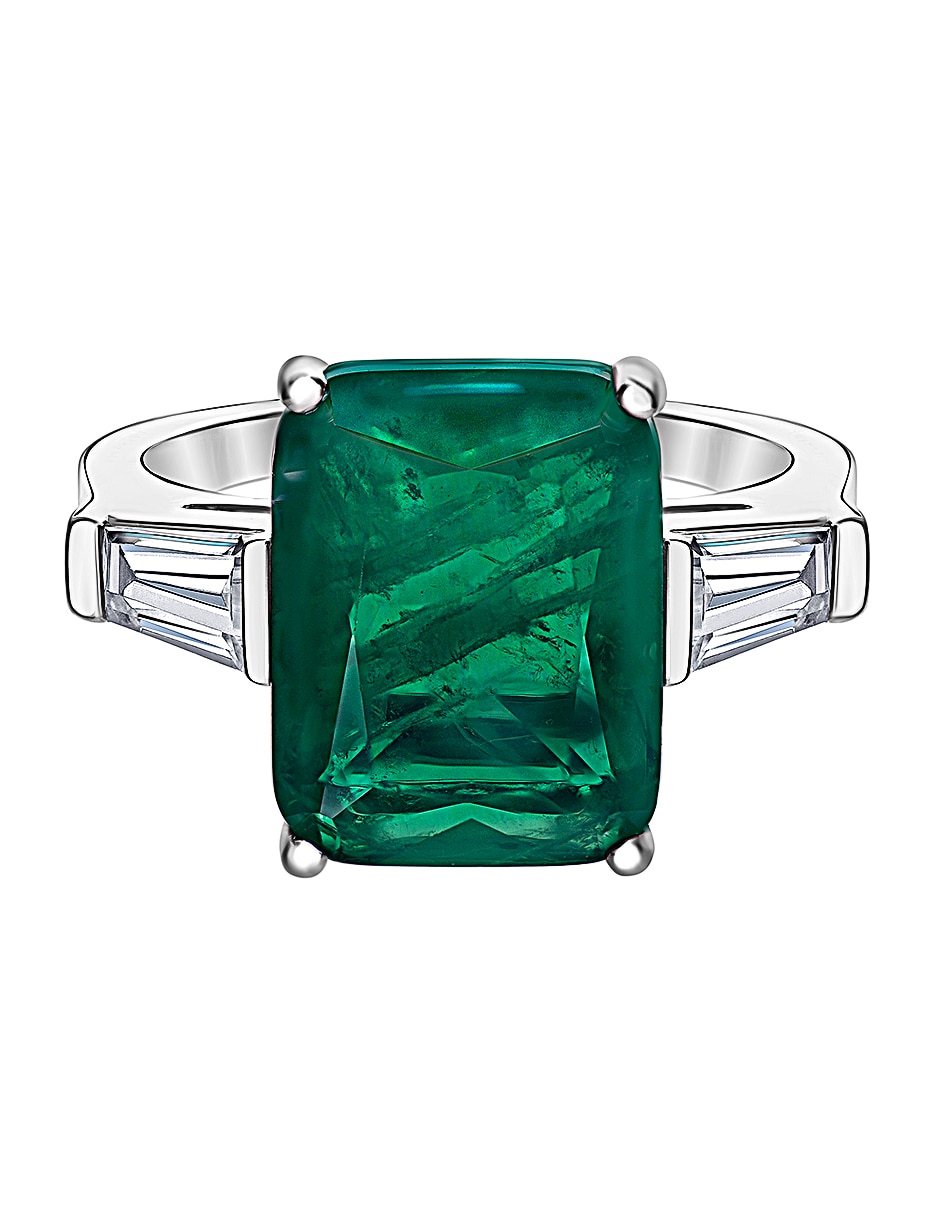 Anillo P 925 de plata esmeralda brillante