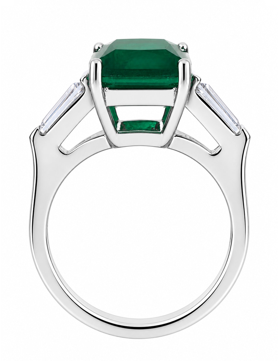 Anillo P 925 de plata esmeralda brillante 2