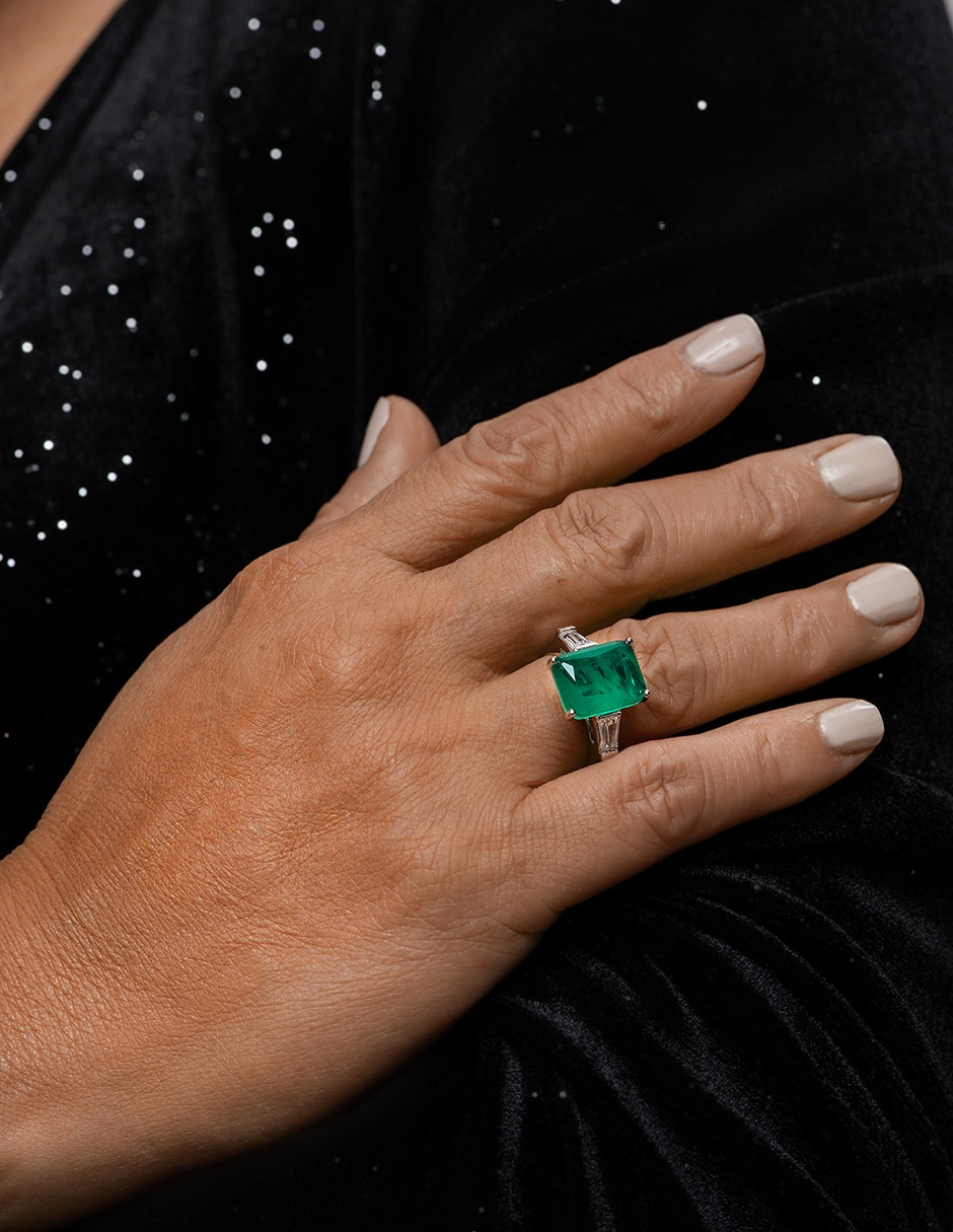 Anillo P 925 de plata esmeralda brillante 3