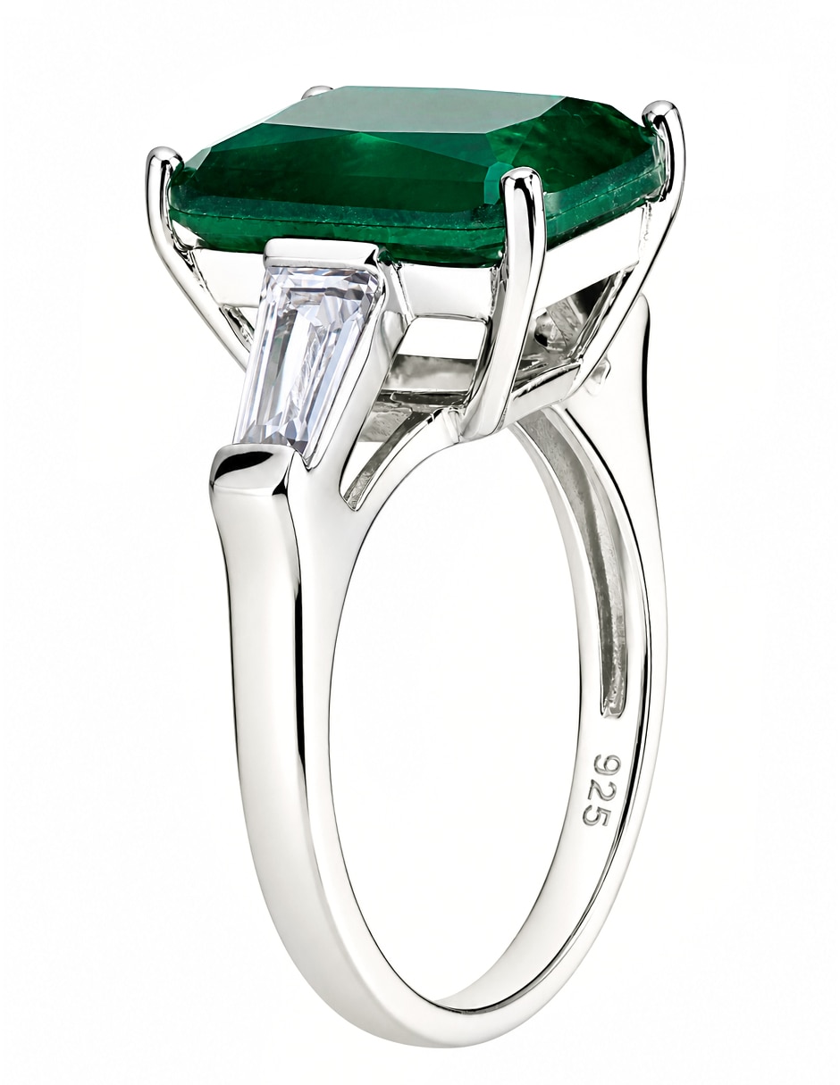Anillo P 925 de plata esmeralda brillante 4