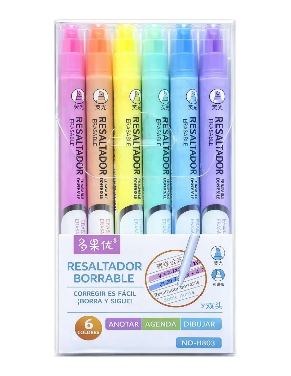 Set de resaltadores base agua 6 piezas