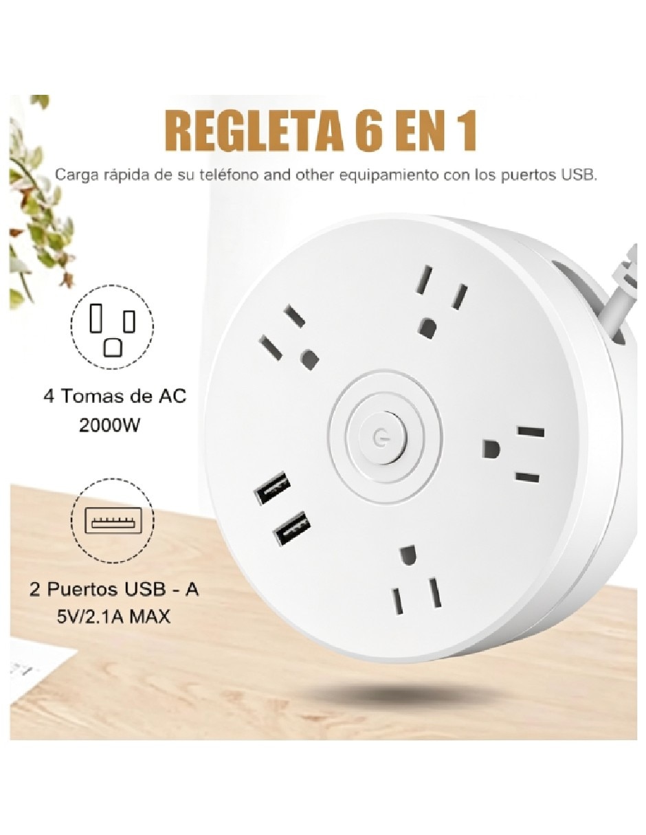 Multicontacto Genéricade 4 contactos y 2 puertos USB