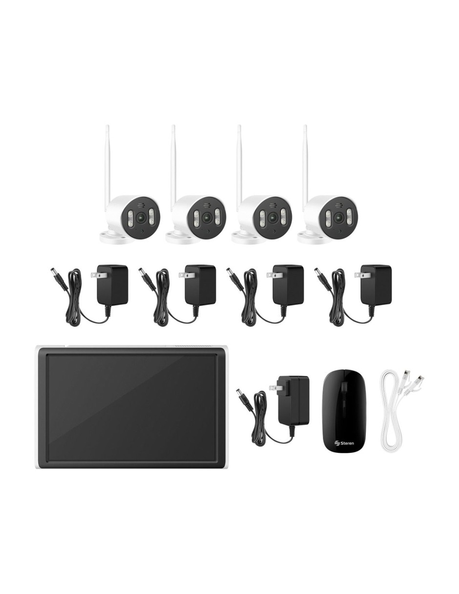 Nvr 8 canales de seguridad Steren modelo CCTV-990LCD alámbrica 2k 110° con capacidad para grabar para interior y exterior