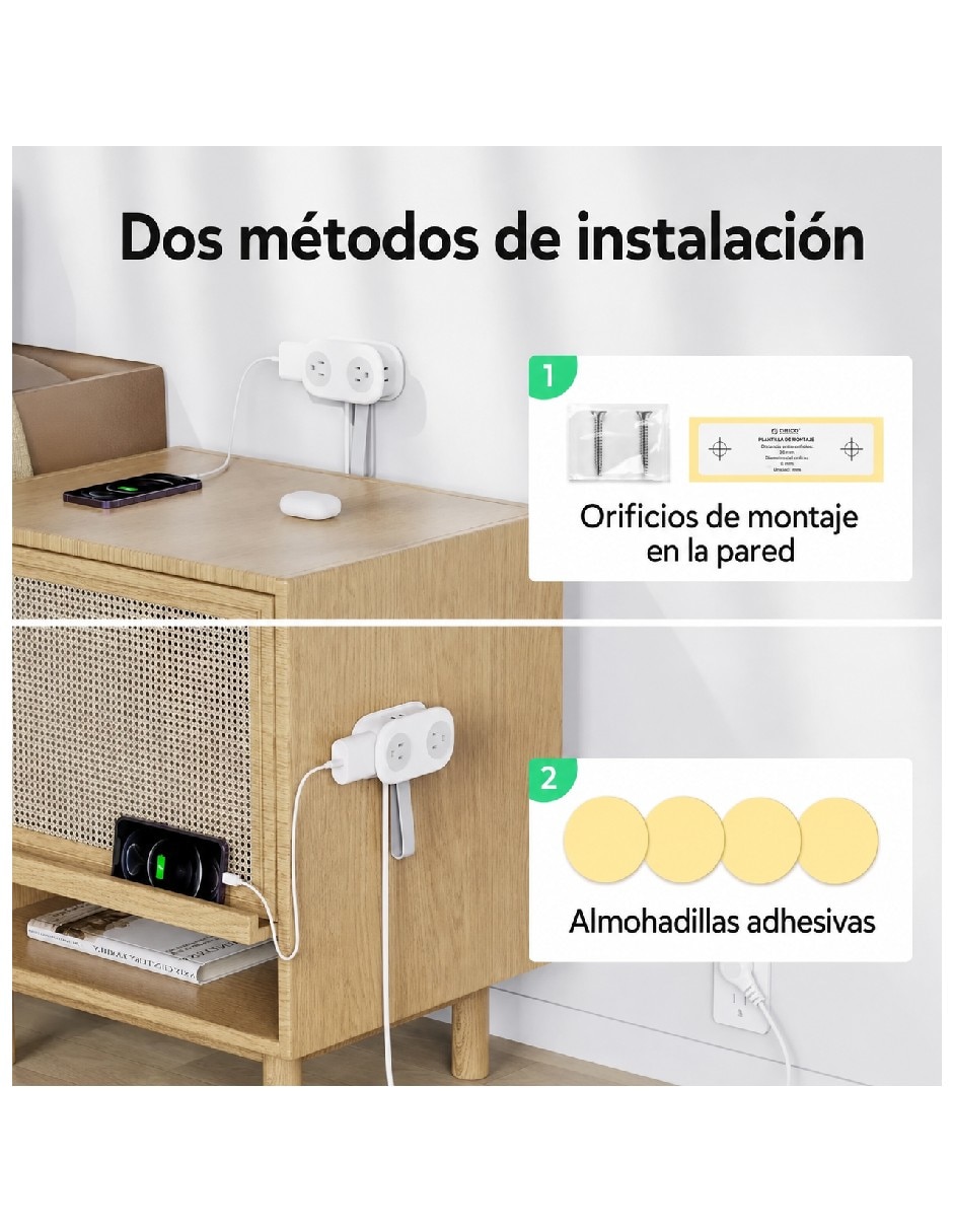 Multicontacto Genérica de 4 contactos y 2 puertos USB