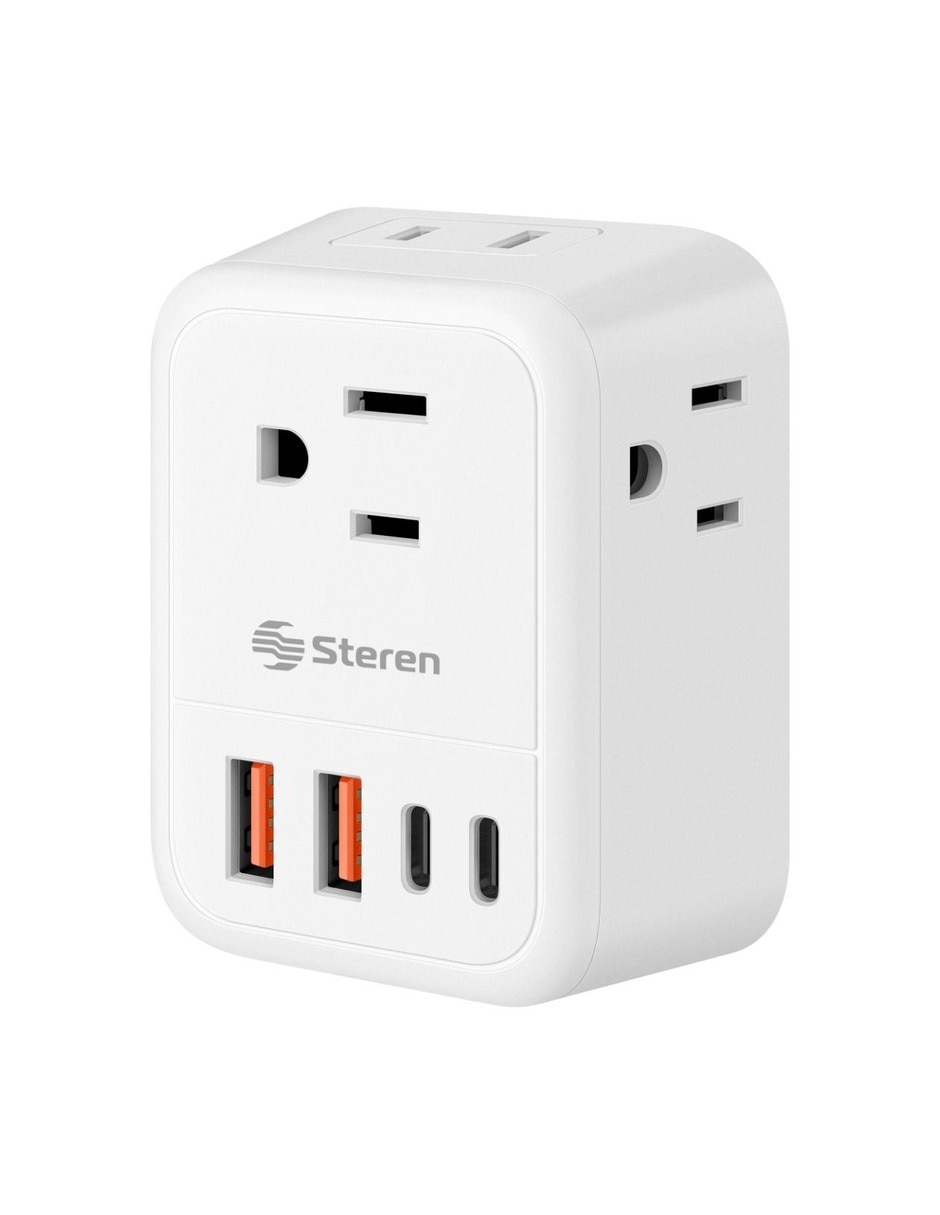 Multicontacto Steren de 4 contactos y 2 puertos usb