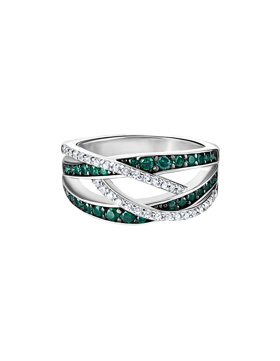 Anillo p925 de plata esmeralda pavé Anillo p925 de plata esmeralda pavé
