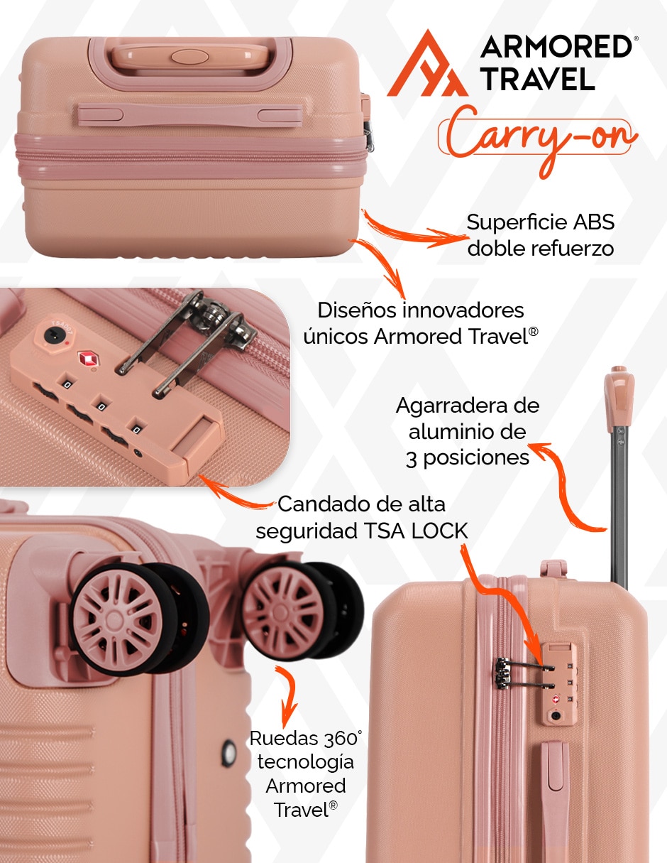 Maleta con ruedas de mano Armored Travel Carry-On Glamour