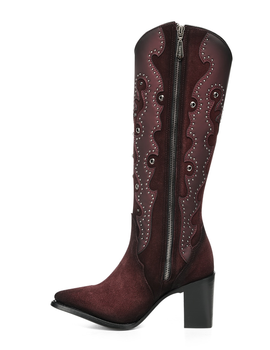 Bota cowboy abajo de la rodilla de piel para mujer 2