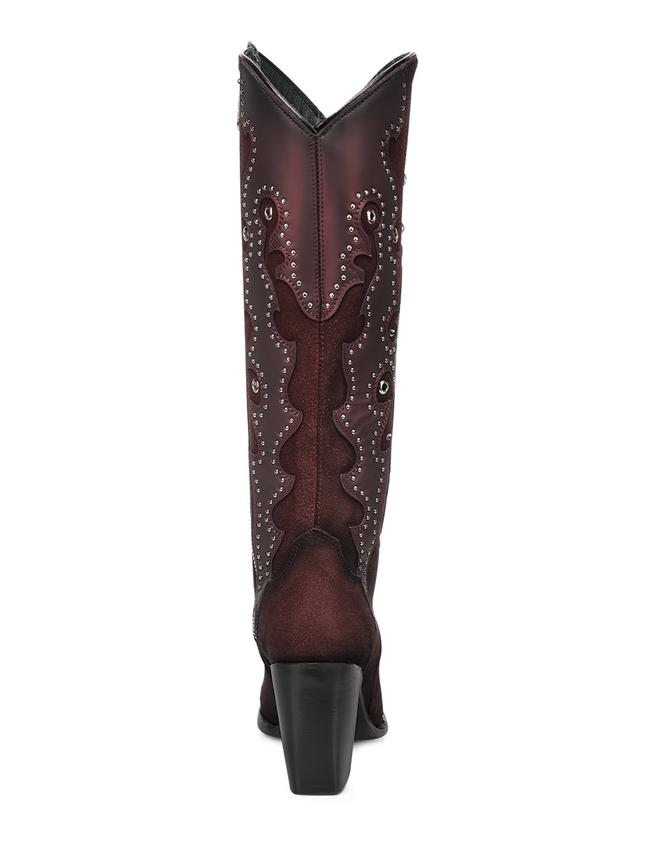 Bota cowboy abajo de la rodilla de piel para mujer 3