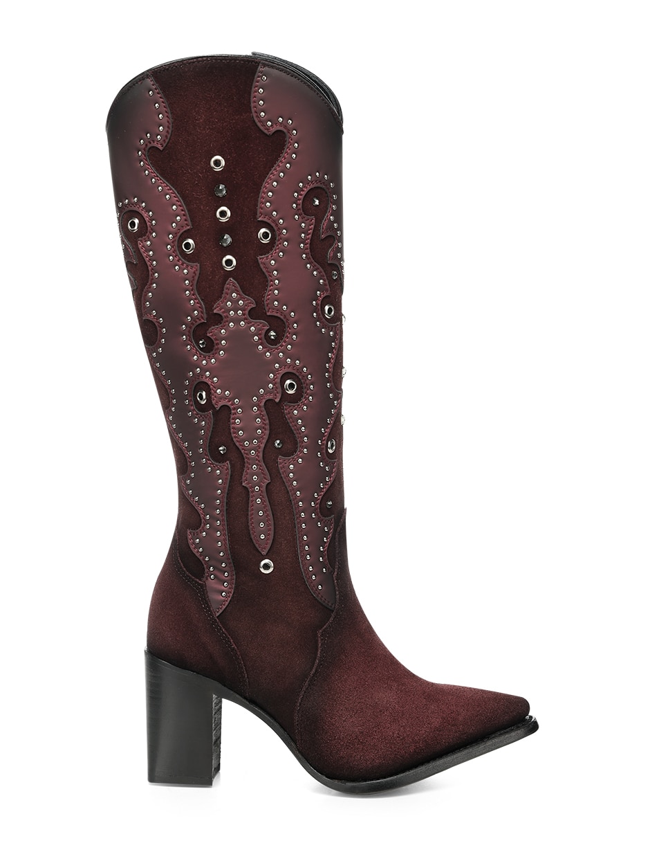 Bota cowboy abajo de la rodilla de piel para mujer 4