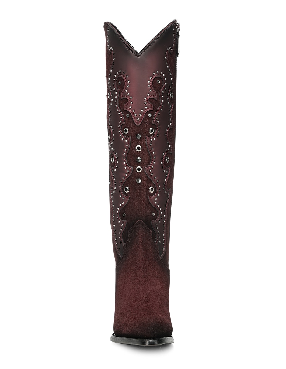 Bota cowboy abajo de la rodilla de piel para mujer 5