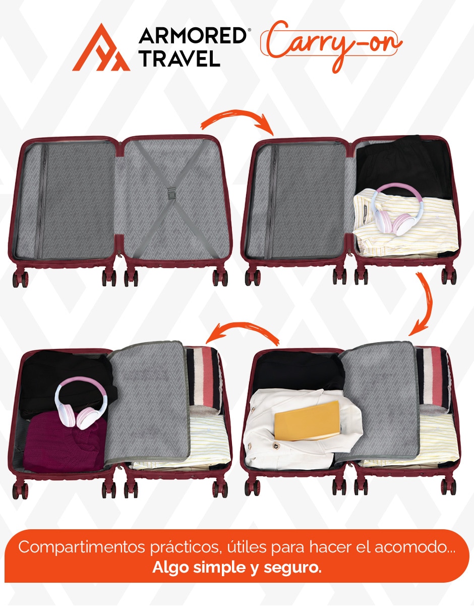 Maleta ruedas de mano Armored Travel Carry-On Merlot