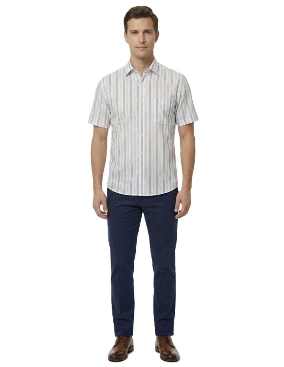 Camisa casual michel blanc manga corta para hombre