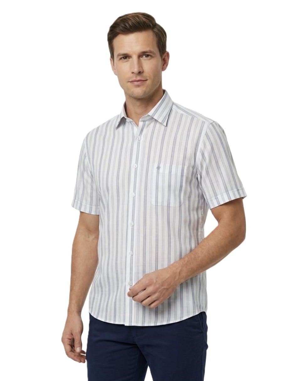 Camisa casual michel blanc manga corta para hombre