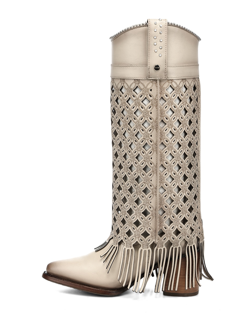 Bota cowboy abajo de la rodilla de piel para mujer 2