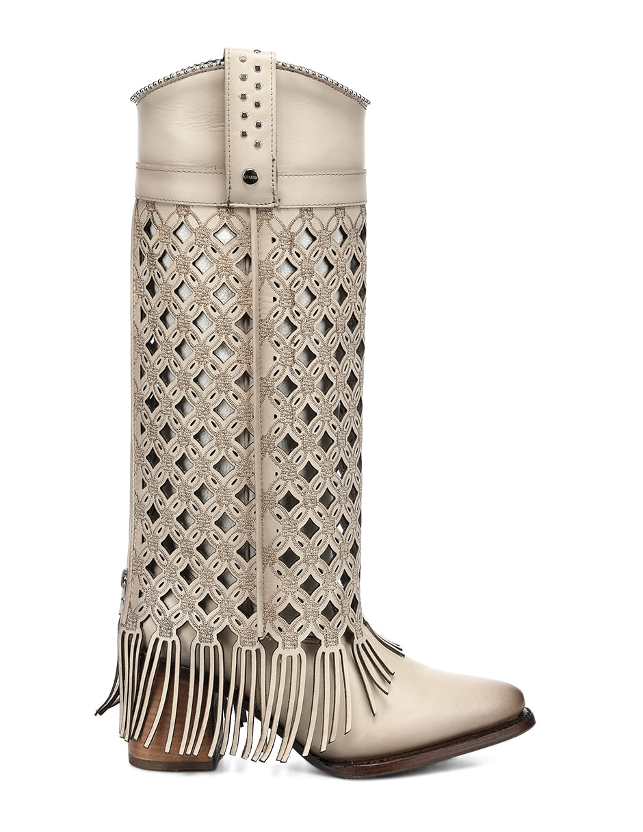Bota cowboy abajo de la rodilla de piel para mujer 5