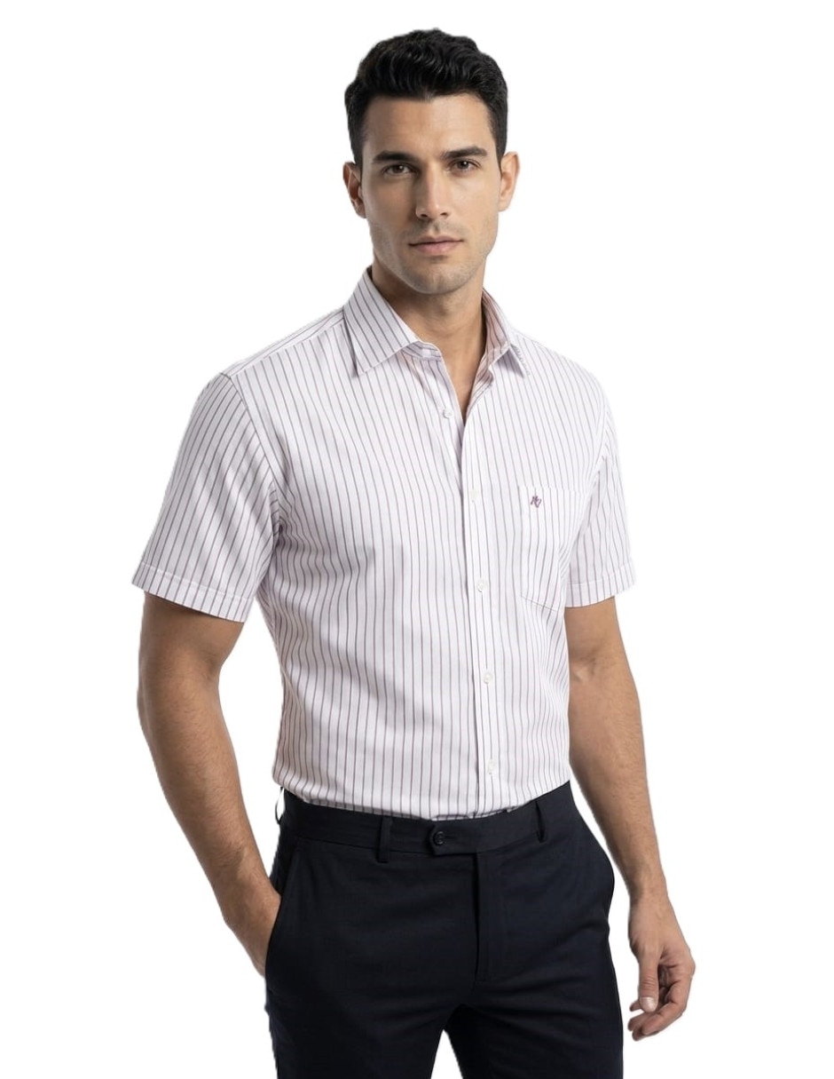 Camisa casual michel blanc manga corta para hombre