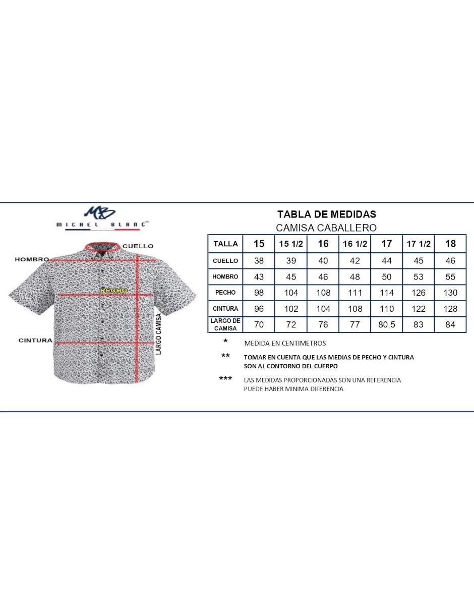 Camisa casual michel blanc manga corta para hombre