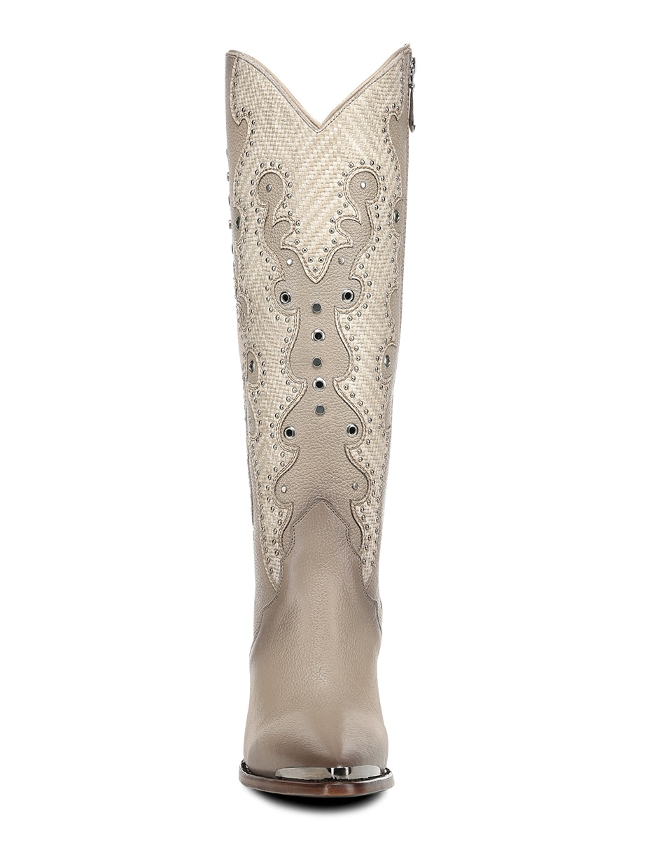 Bota cowboy abajo de la rodilla de piel para mujer 2