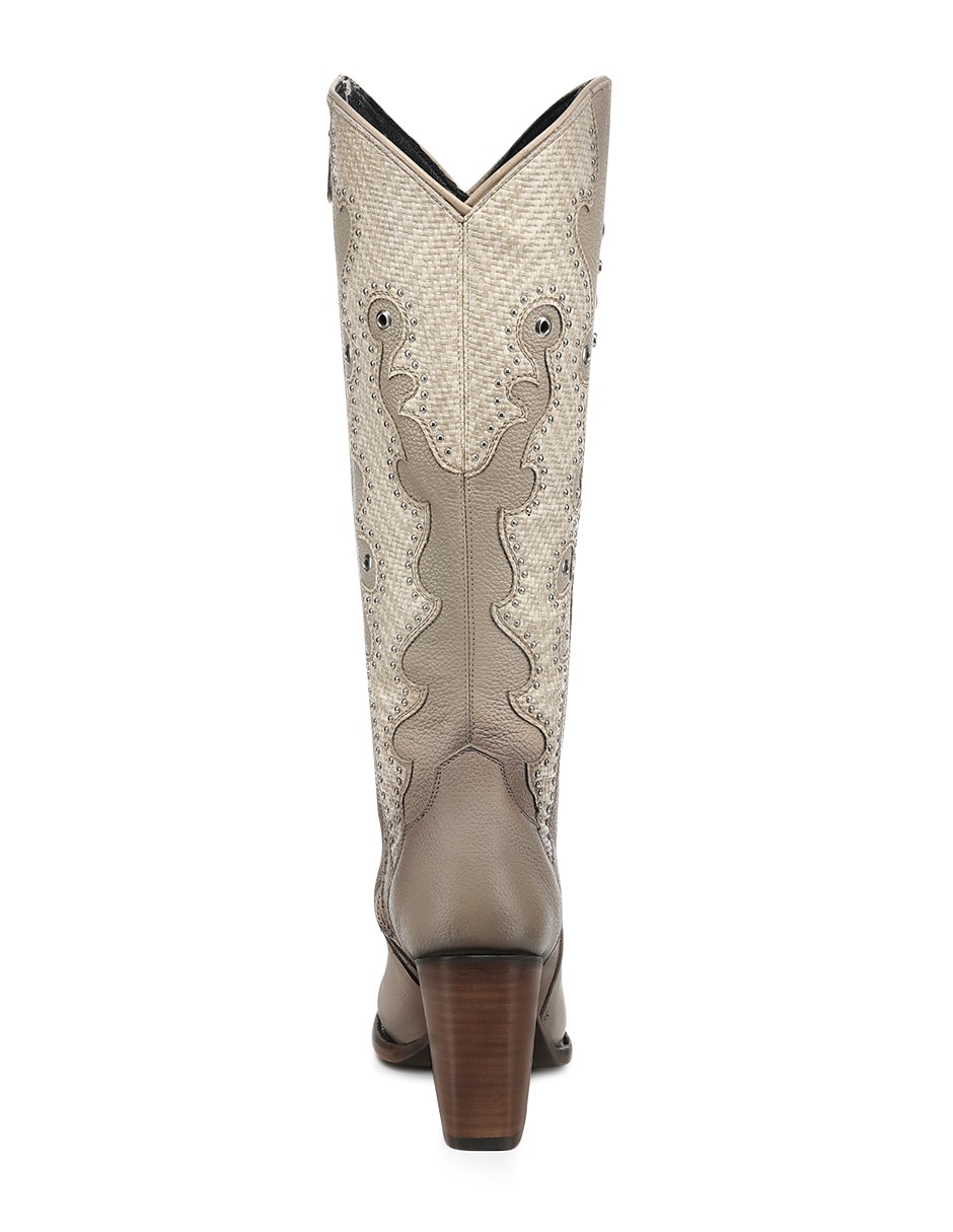 Bota cowboy abajo de la rodilla de piel para mujer 3