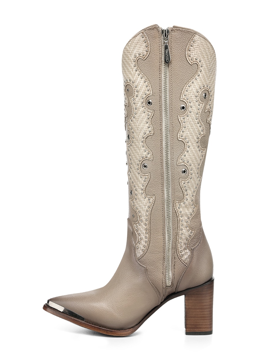 Bota cowboy abajo de la rodilla de piel para mujer 5