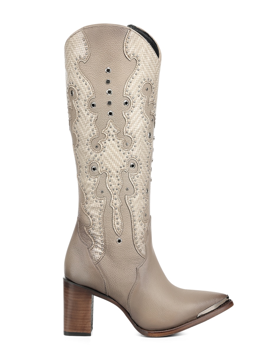 Bota cowboy abajo de la rodilla de piel para mujer 6