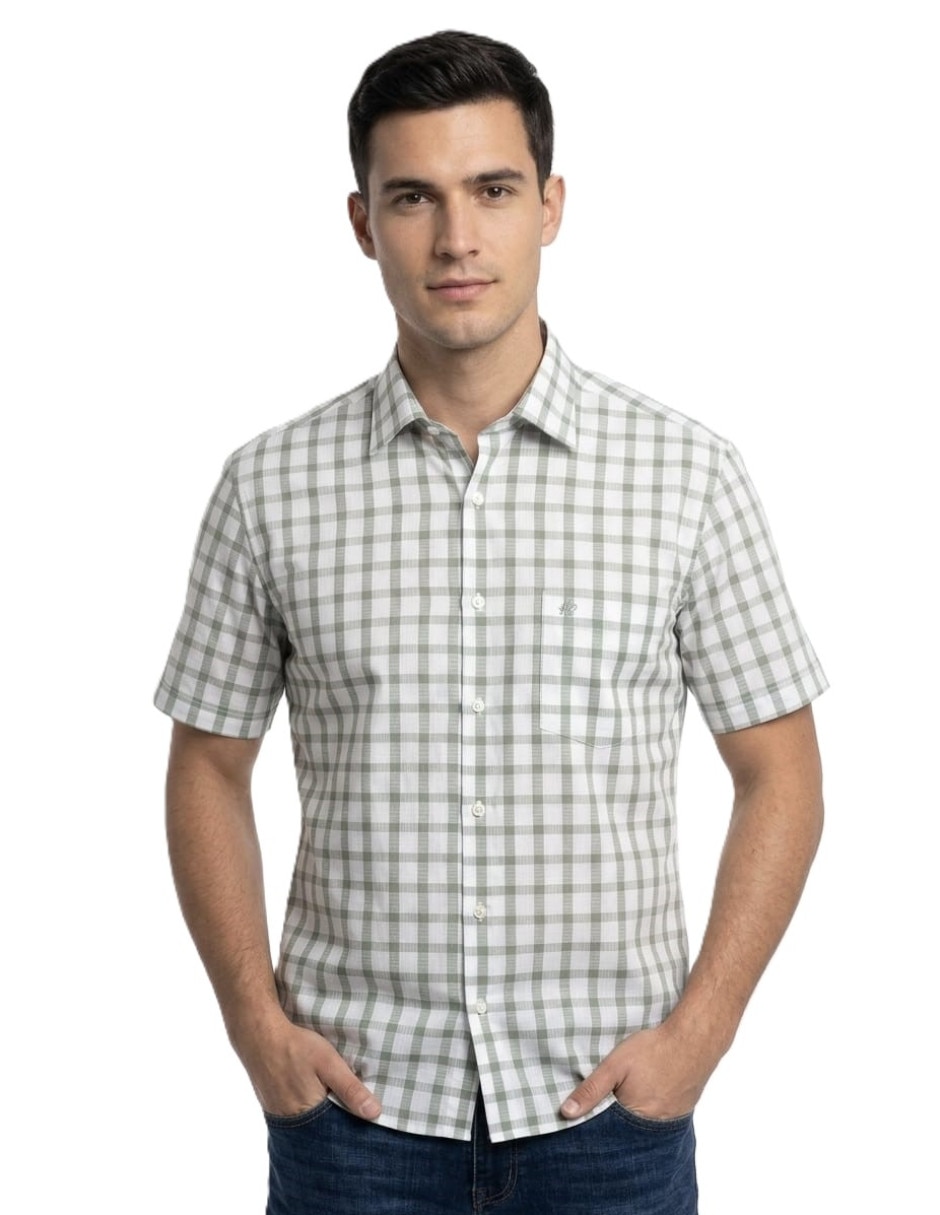 Camisa casual michel blanc manga corta para hombre