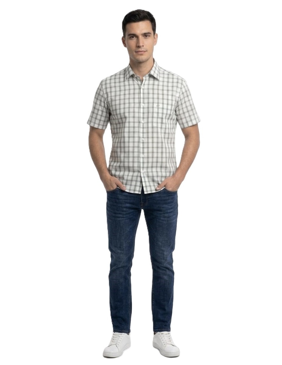 Camisa casual michel blanc manga corta para hombre