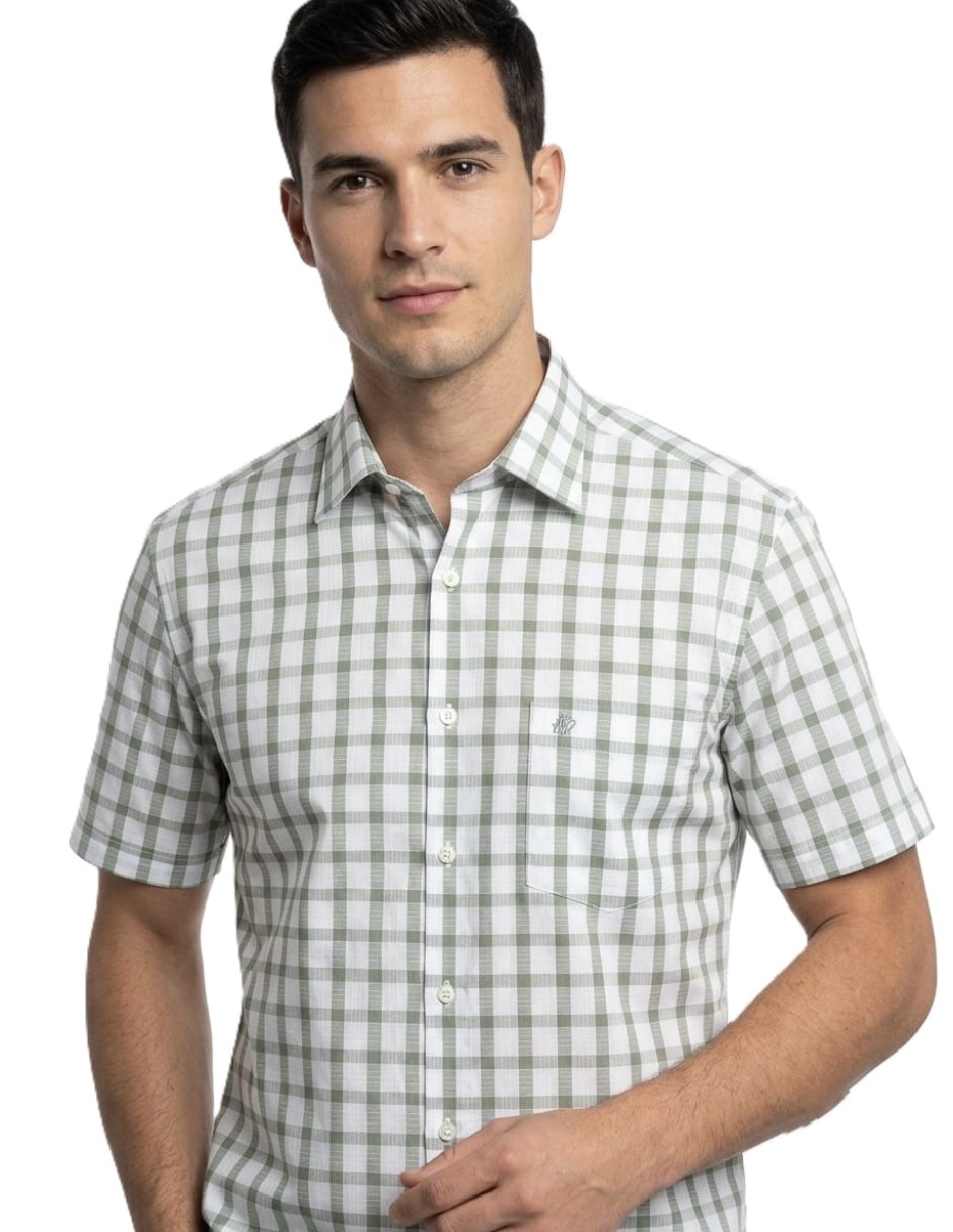 Camisa casual michel blanc manga corta para hombre