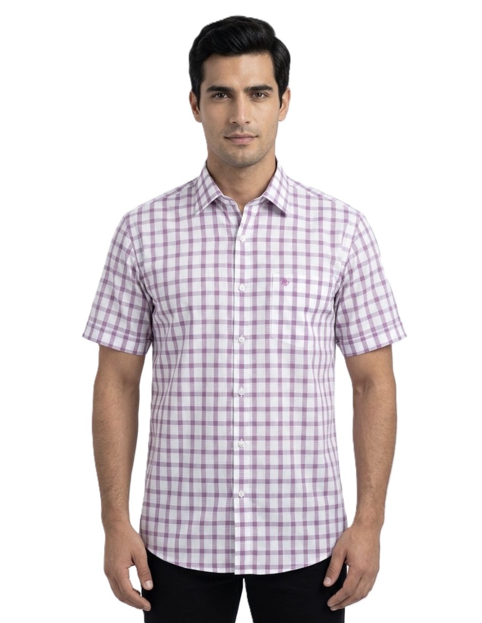 Camisa casual michel blanc manga corta para hombre