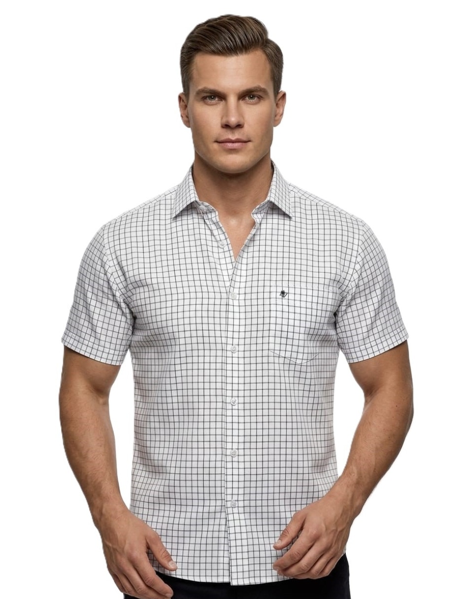 Camisa casual michel blanc manga corta para hombre