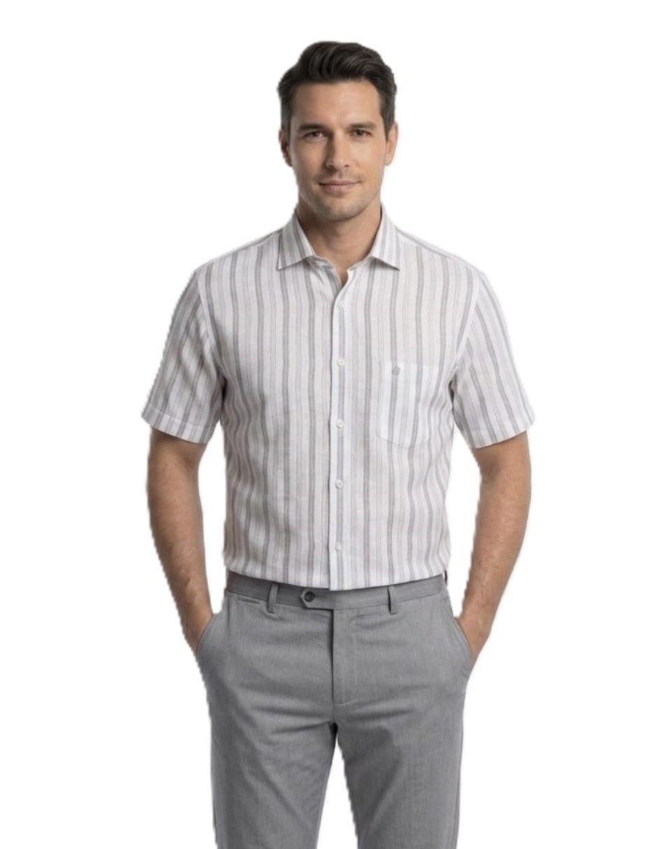 Camisa casual michel blanc manga corta para hombre