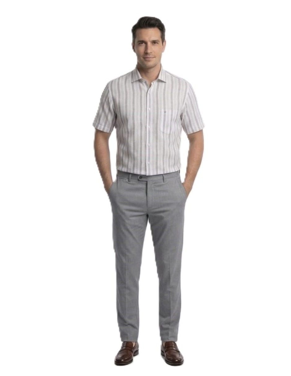 Camisa casual michel blanc manga corta para hombre