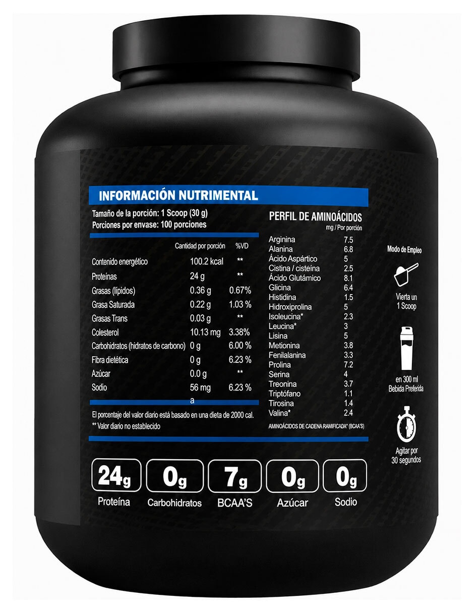 Isolate protein zero carbs Defender Nutrition con proteína BCAAS sabor fresa