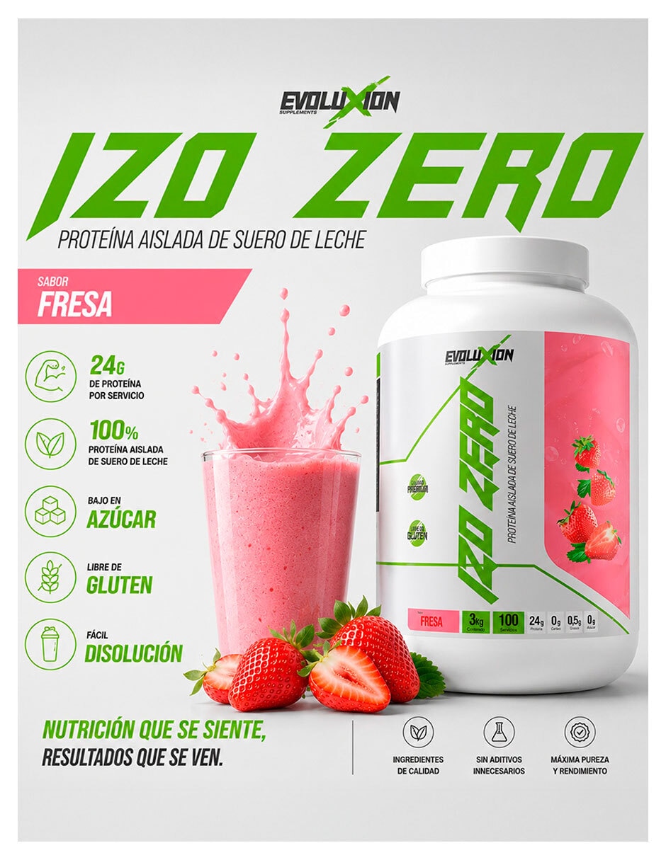 Izo Zero con proteína sabor fresa de 3 Kg 2