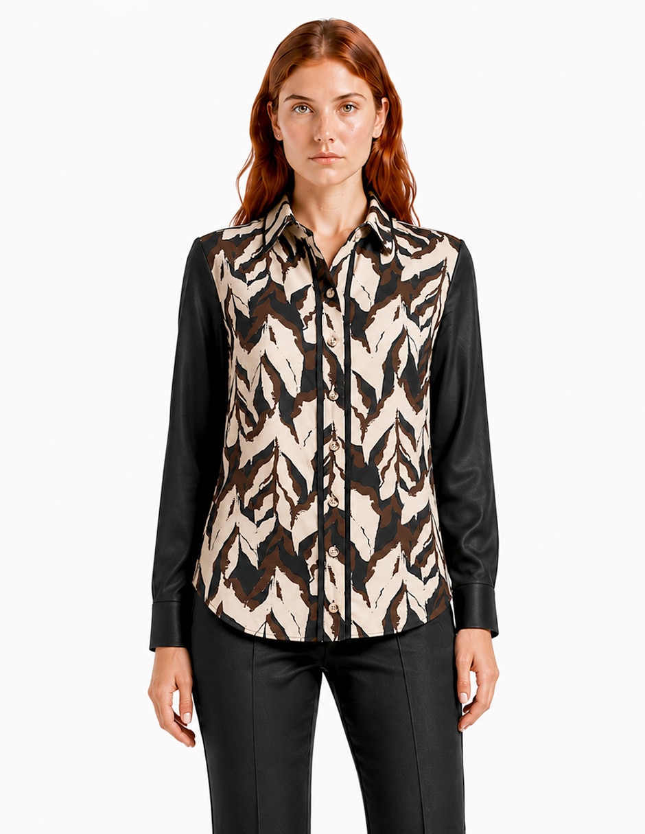 Blusa camisera foley's manga larga para mujer