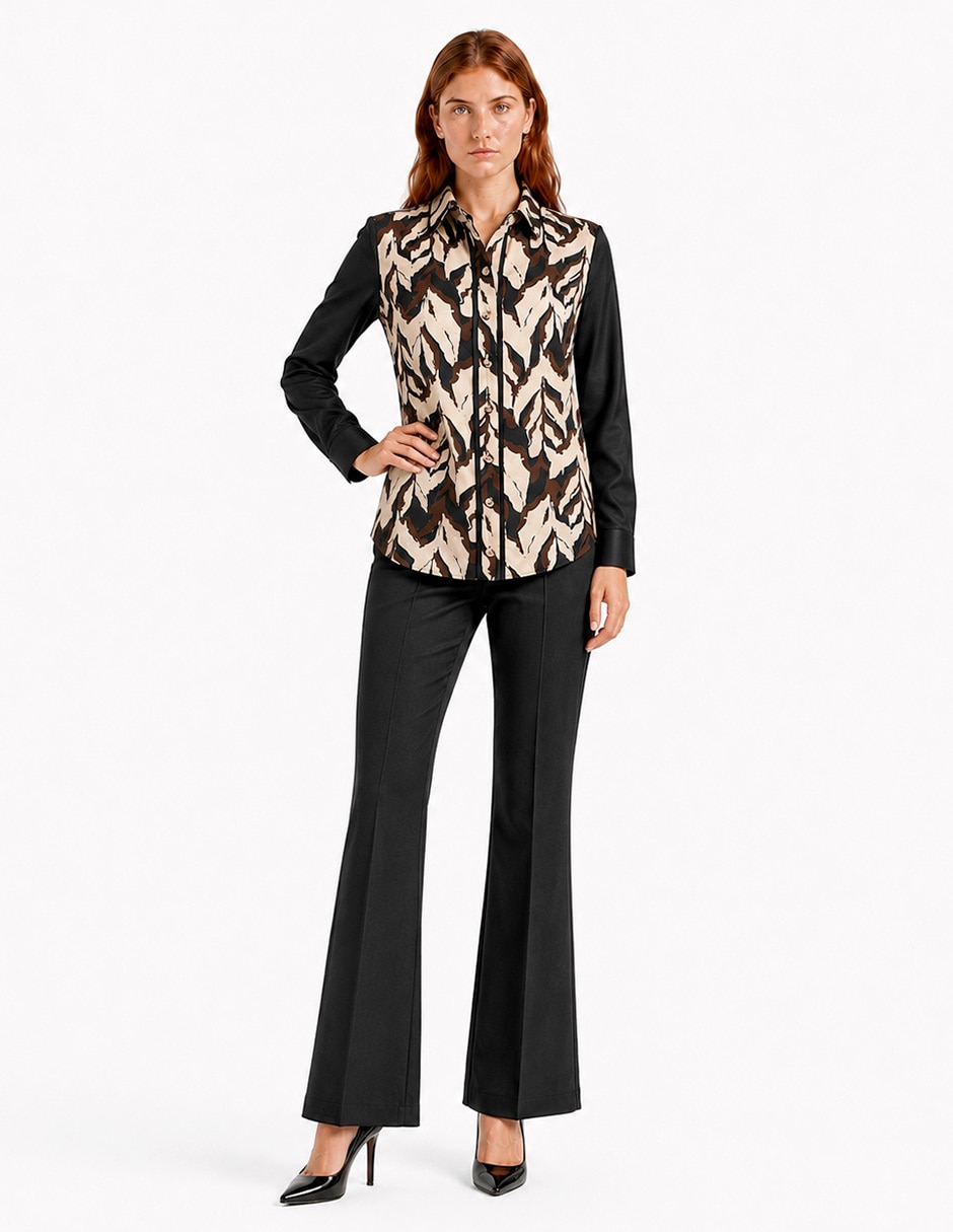 Blusa camisera foley's manga larga para mujer