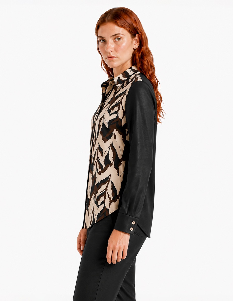 Blusa camisera foley's manga larga para mujer