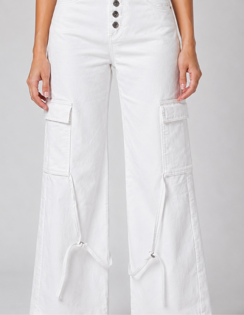 Jeans regular wide leg cintura alta para mujer 2