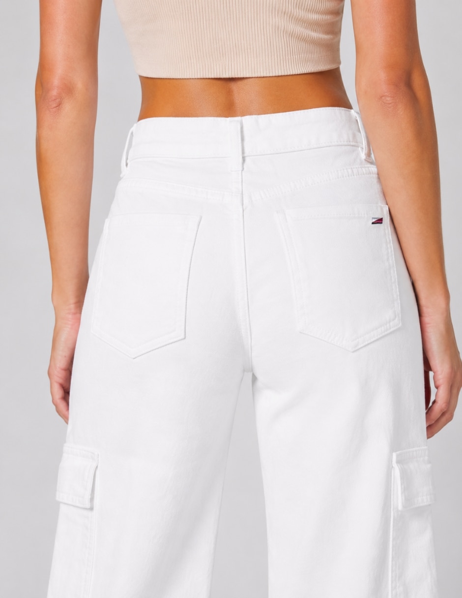 Jeans regular wide leg cintura alta para mujer 4