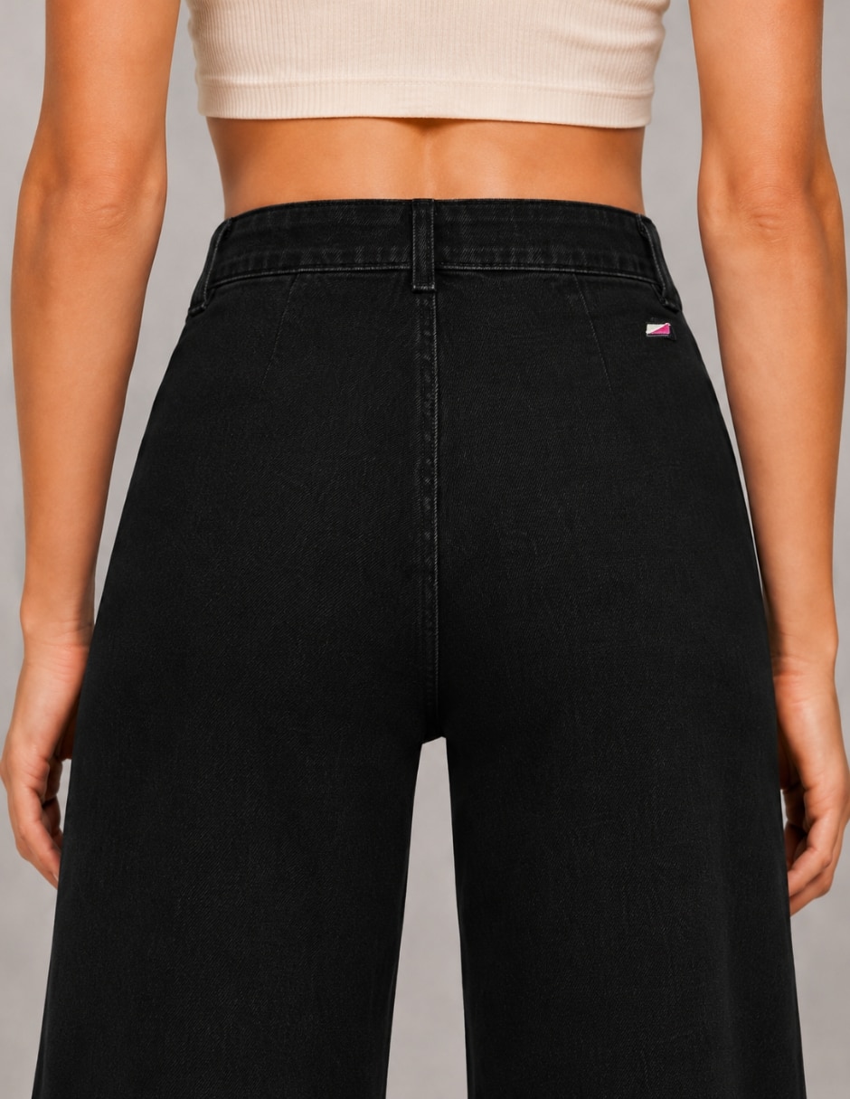 Jeans regular wide leg cintura alta para mujer 3